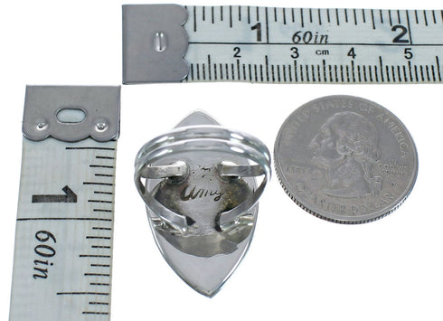 Navajo Genuine Sterling Silver And Opal Inlay Ring Size 8 JX122704