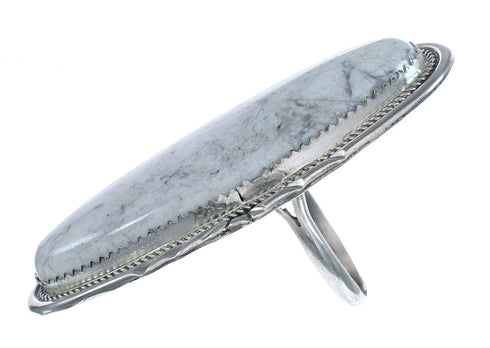 Native American Howlite Authentic Sterling Silver Ring Size 8-1/2 JX122711