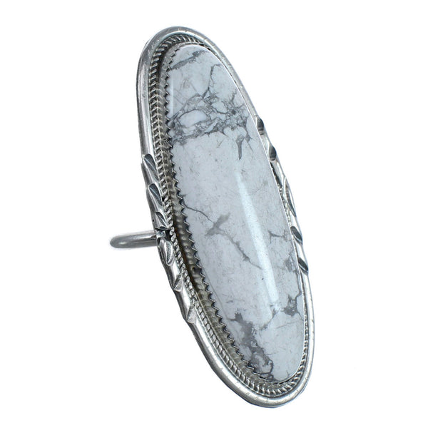 Native American Howlite Authentic Sterling Silver Ring Size 10-3/4 JX122714