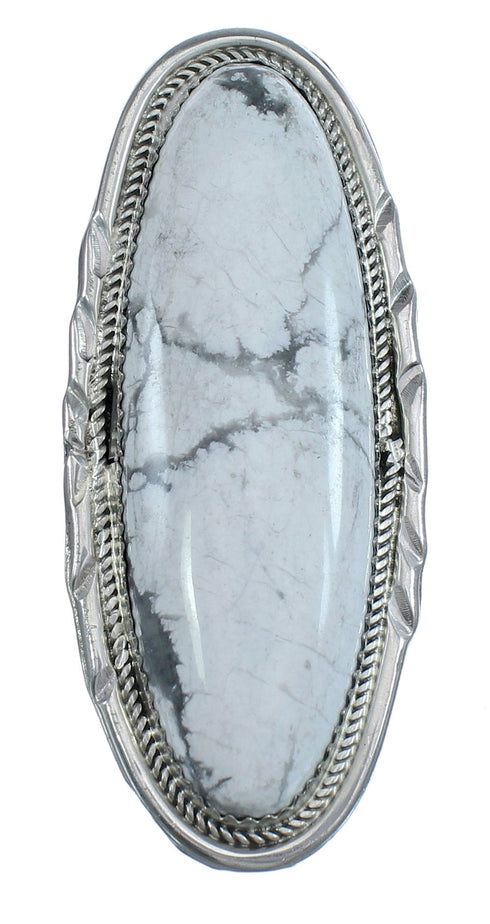 Native American Howlite Authentic Sterling Silver Ring Size 8-3/4 JX122716