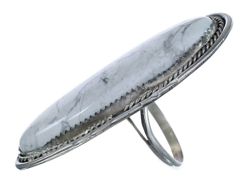 Native American Howlite Authentic Sterling Silver Ring Size 8-3/4 JX122717