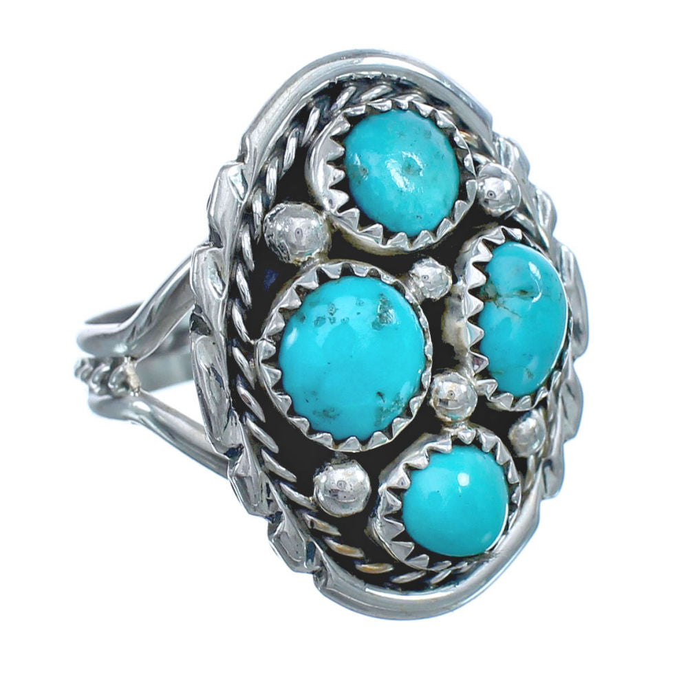 Native American Navajo Turquoise Sterling Silver Ring Size 7 JX122560 ...