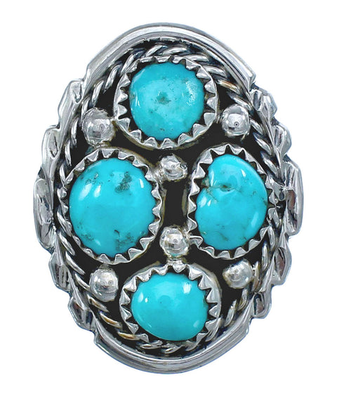 Native American Navajo Turquoise Sterling Silver Ring Size 7 JX122560
