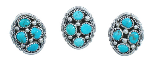 Native American Navajo Turquoise Sterling Silver Ring Size 7 JX122560