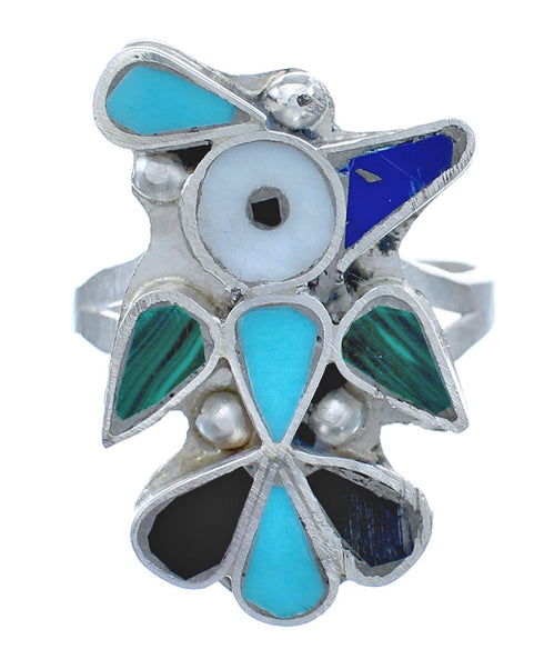Thunderbird Zuni Multicolor And Sterling Silver Ring Size 7-1/2 AX122519