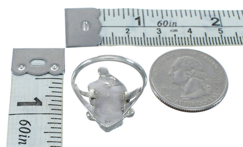 Native American Zuni Coral Turquoise Ring Size 8-1/4 AX122314