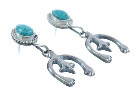 Navajo Turquoise And Sterling Silver Naja Post Dangle Earrings JX122274
