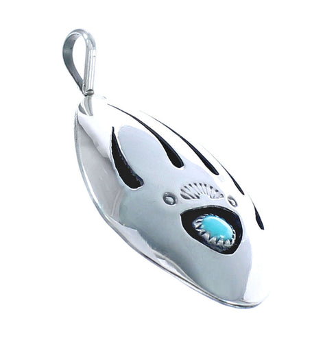 Native American Navajo Bear Paw Sterling Silver Turquoise Pendant NN20487