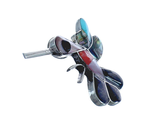 Zuni Authentic Sterling Silver Multicolor Hummingbird Pendant JX122746