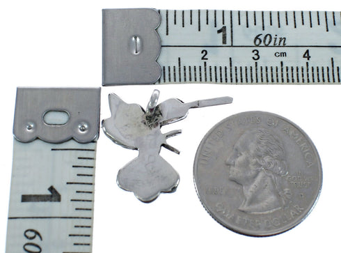 Zuni Authentic Sterling Silver Multicolor Hummingbird Pendant JX122746
