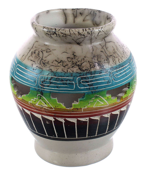Navajo Horse Hair Pottery Native American Hand Crafted Pot JX122942