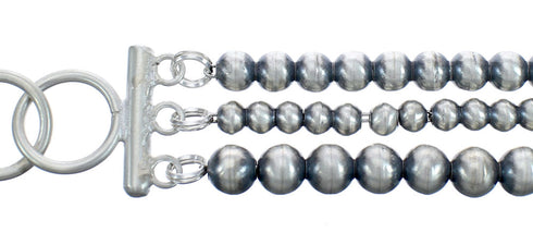 Native American 3-Strand Sterling Silver Bead Bracelet JX122963