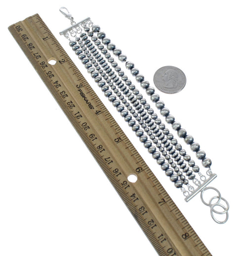 Native American 5-Strand Sterling Silver Bead Bracelet JX122962