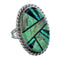 Native American Sterling Silver Multicolor Inlay Ring Size 8-1/2 AX123190