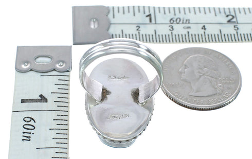 Native American Sterling Silver Multicolor Inlay Ring Size 8-1/2 AX123190