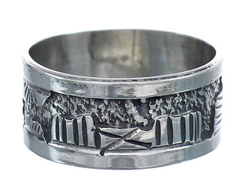 Native American Navajo Sterling Silver Story Teller Ring Size 7-3/4 AX123196