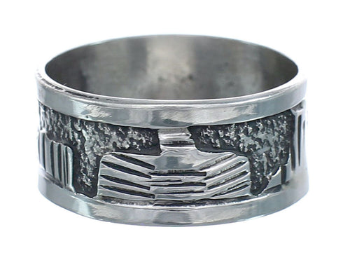 Native American Navajo Sterling Silver Story Teller Ring Size 7-3/4 AX123196