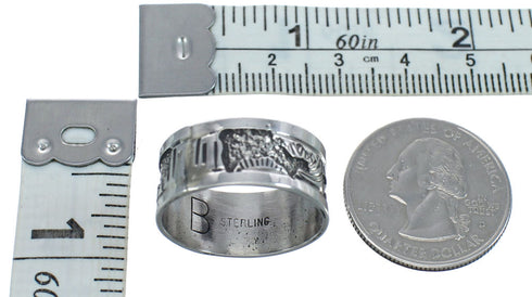 Native American Navajo Sterling Silver Story Teller Ring Size 7-3/4 AX123196