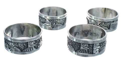 Native American Navajo Sterling Silver Story Teller Ring Size 7-3/4 AX123196