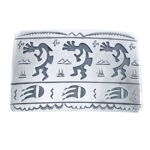 Native American Navajo Sterling Silver Kokopelli Bear Paw Belt Buckle JX123064