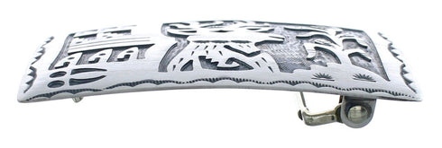 Native American Navajo Sterling Silver Deer and Corn Belt Buckle JX123066