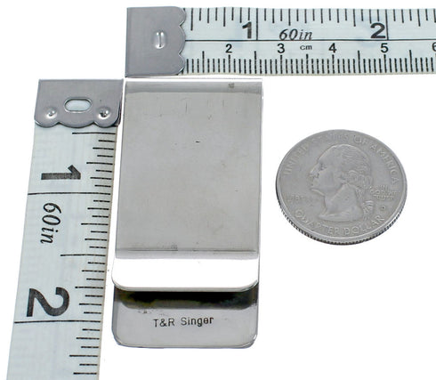 Native American Sterilng Silver 12KGF Horse Water Wave Money Clip JX123181