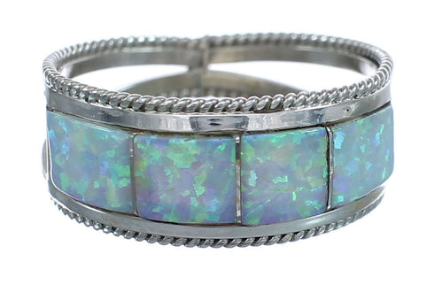Native American Zuni Opal Sterling Silver Ring Size 9 AX123315