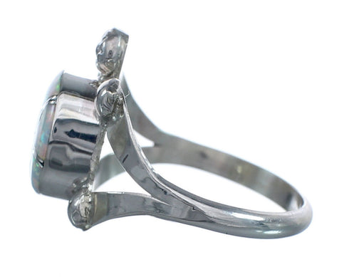 Native American Navajo Opal Sterilng Silver Turtle Ring Size 7-3/4 AX123356