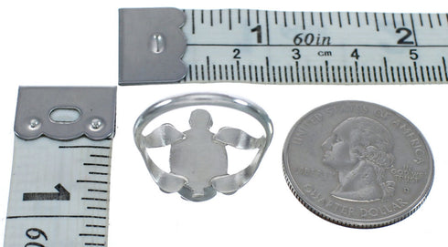 Native American Navajo Opal Sterilng Silver Turtle Ring Size 7-3/4 AX123356