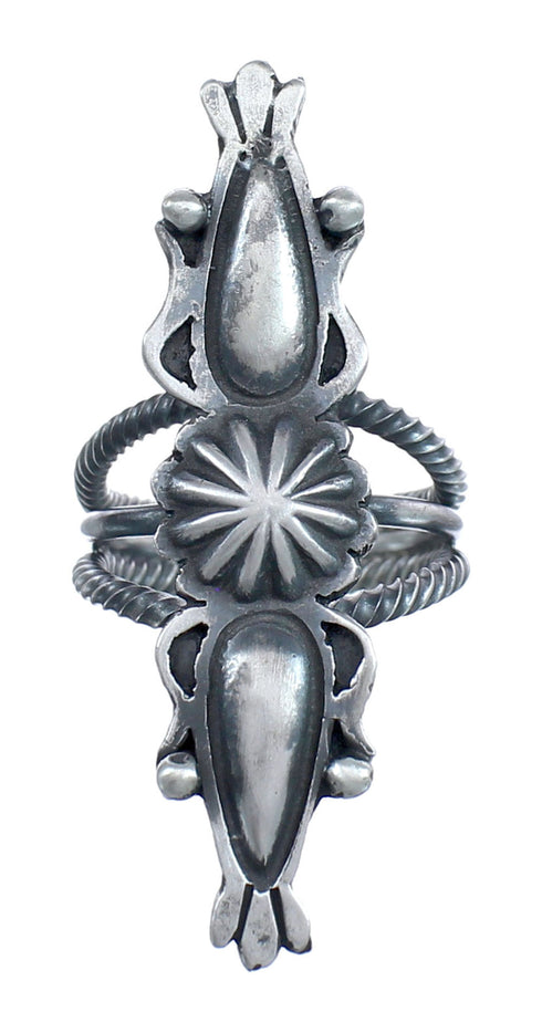 Native American Navajo Authentic Sterling Silver Ring Size 7-1/2 AX123340