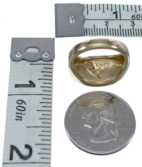 Multicolor Sterling Silver 14K Gold Navajo Ring Size 7 AX123636