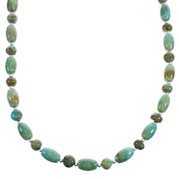 Kingman Turquoise Native American Bead And Silver Necklace JX123372