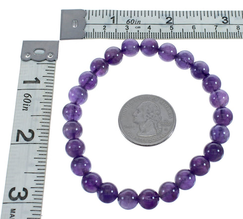 Native American Amethyst Stretch Bead Bracelet JX123414