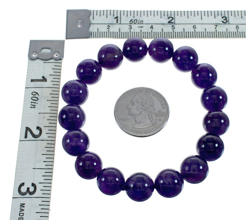 Native American Amethyst Stretch Bead Bracelet JX123418