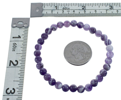 Native American Amethyst Stretch Bead Bracelet JX123412