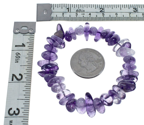 Native American Freeform Amethyst Stretch Bead Bracelet JX123416