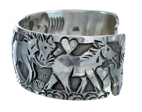 Native American Navajo Sterling Silver Horse Cuff Bracelet JX123850
