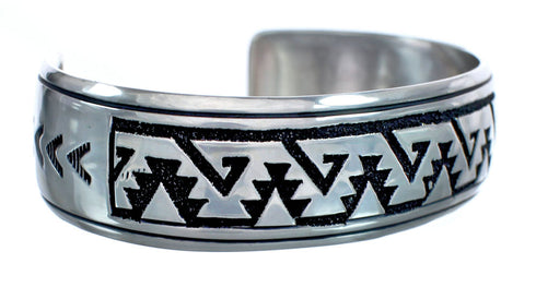 Authentic Sterling Silver Water Wave Navajo Cuff Bracelet JX123813