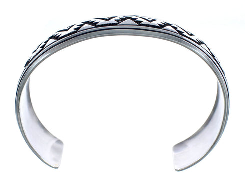 Authentic Sterling Silver Water Wave Navajo Cuff Bracelet JX123813