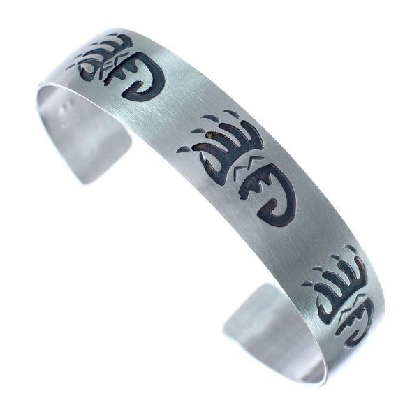Native American Navajo Sterling Silver Bear Paw Cuff Bracelet JX123805