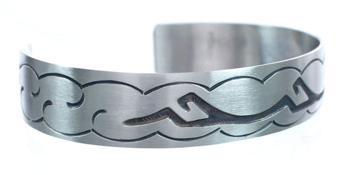 Native American Navajo Sterling Silver Water Wave Cuff Bracelet JX123812
