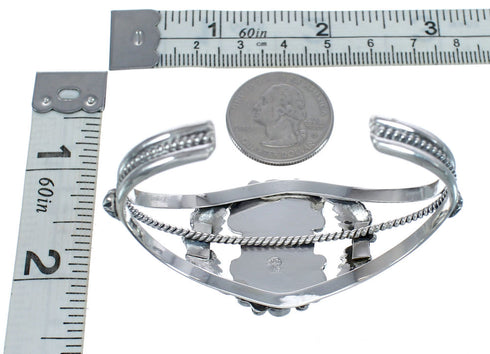 Sterling Silver Turquoise Coral Leaf Navajo Cuff Bracelet AX123860