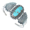 Navajo Turquoise Patterned Genuine Sterling Silver Cuff Bracelet AX123856