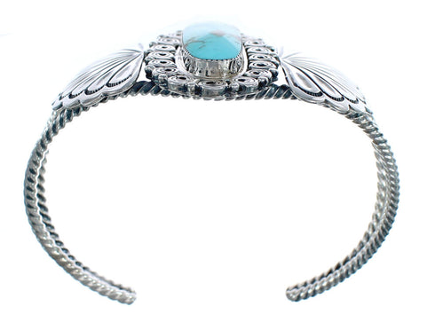 Navajo Turquoise Patterned Genuine Sterling Silver Cuff Bracelet AX123856