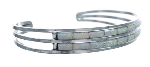 American Indian Sterling Silver Opal Inlay Cuff Bracelet AX123903