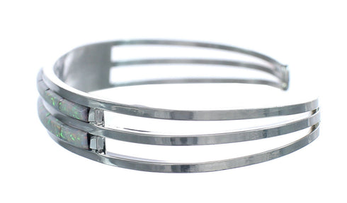 American Indian Sterling Silver Opal Inlay Cuff Bracelet AX123903