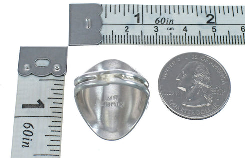 Authentic Sterling Silver Navajo Turquoise Leaf Design Ring Size 10-1/4 AX124159