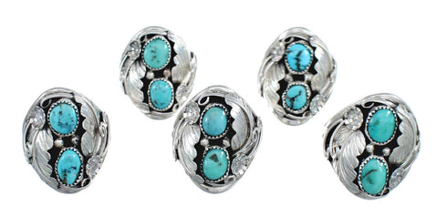 Authentic Sterling Silver Navajo Turquoise Leaf Design Ring Size 10-1/4 AX124159