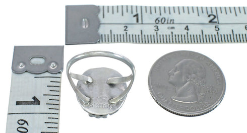 Native American Genuine Sterling Silver Turquoise Ring Size 7-3/4 AX124109