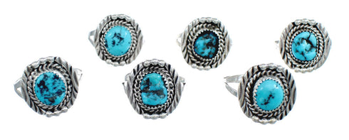 Native American Genuine Sterling Silver Turquoise Ring Size 7-1/2 AX124108